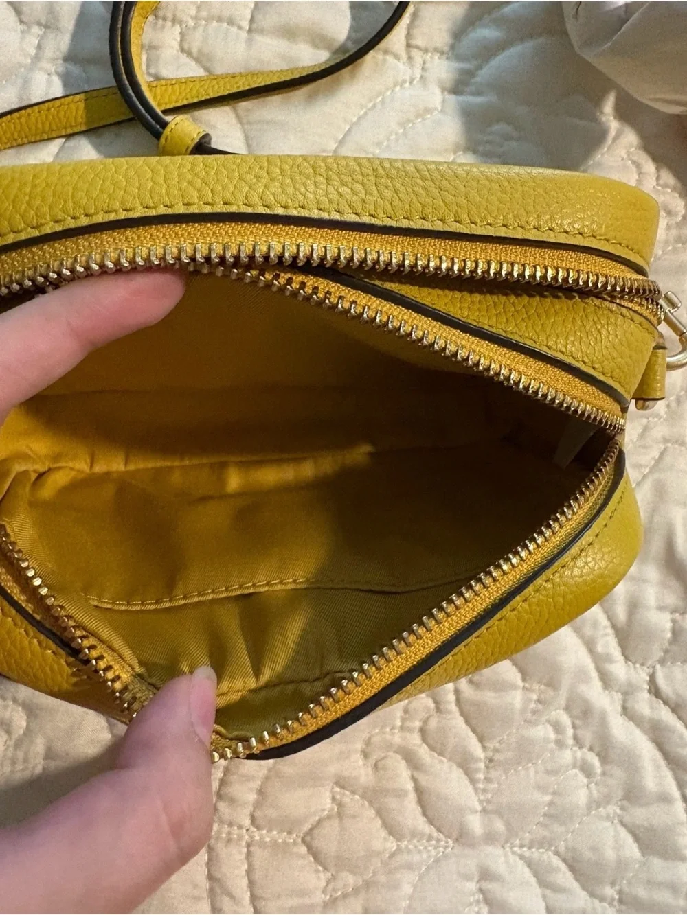 Tory Burch Yellow Pebbled Leather Crossbody Bag
